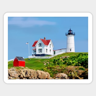 Nubble Lighthouse on a Sunny Day Sticker